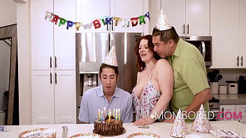 Stepson's birthday surprise: MILF gets fucked by her stepson in front of her husband